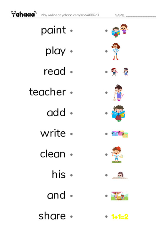 RAZ Vocabulary B: Carlos and His Teacher PDF link match words worksheet