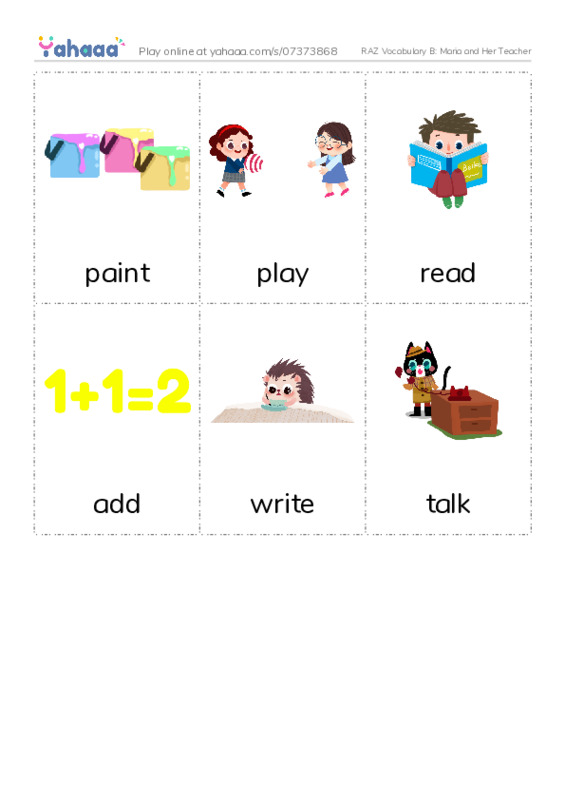 RAZ Vocabulary B: Maria and Her Teacher PDF flaschards with images