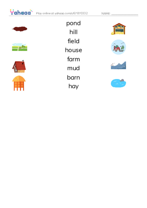 RAZ Vocabulary B: On the Farm PDF three columns match words