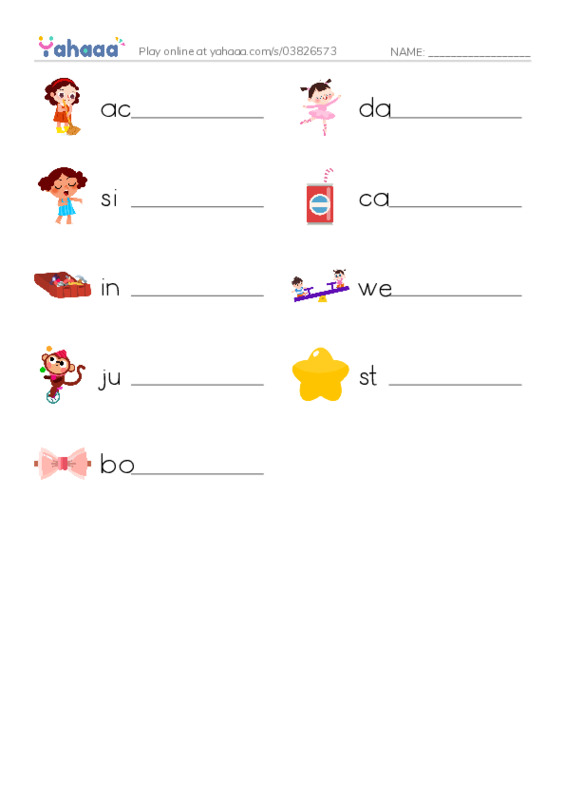RAZ Vocabulary B: Our Show PDF worksheet writing row