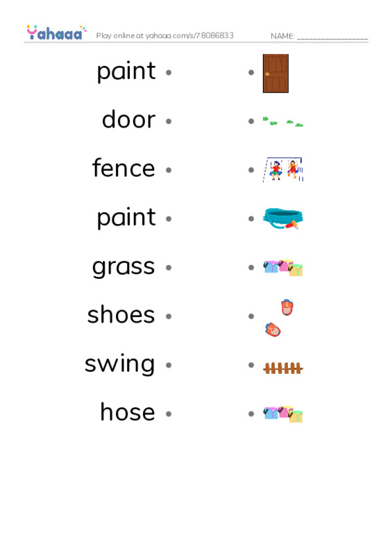 RAZ Vocabulary B: Paint It Purple PDF link match words worksheet