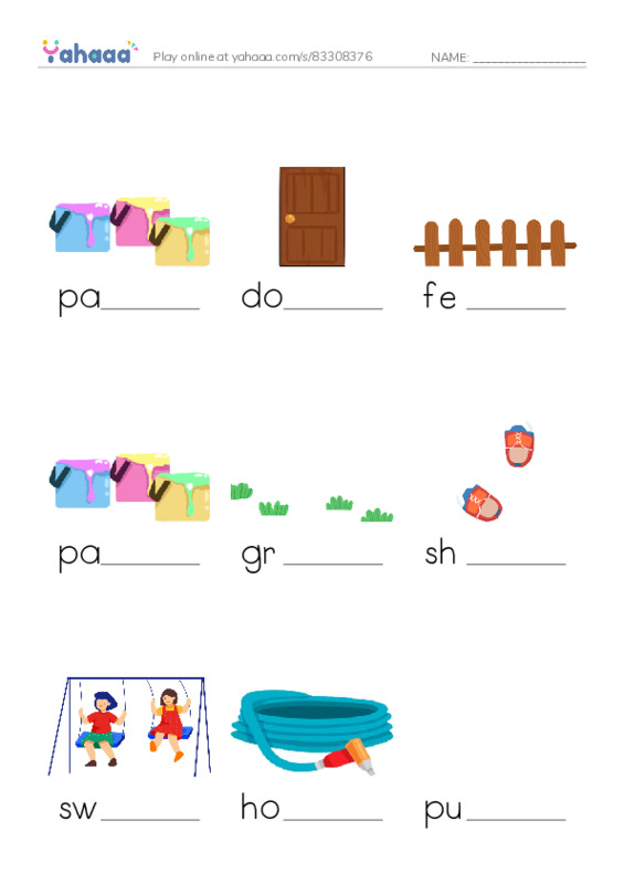 RAZ Vocabulary B: Paint It Purple PDF worksheet to fill in words gaps