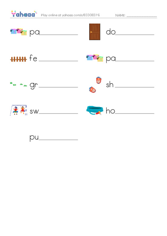 RAZ Vocabulary B: Paint It Purple PDF worksheet writing row