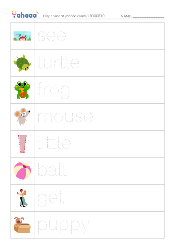 RAZ Vocabulary B: Playful Puppy PDF one column image words