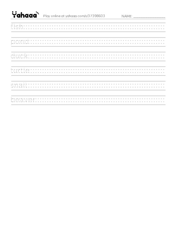 RAZ Vocabulary B: Pond Life PDF write between the lines worksheet