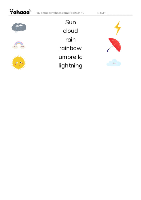 RAZ Vocabulary B: Rain in the City PDF three columns match words