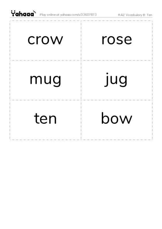 RAZ Vocabulary B: Ten PDF two columns flashcards