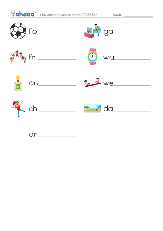 RAZ Vocabulary B: The Big Game PDF worksheet writing row