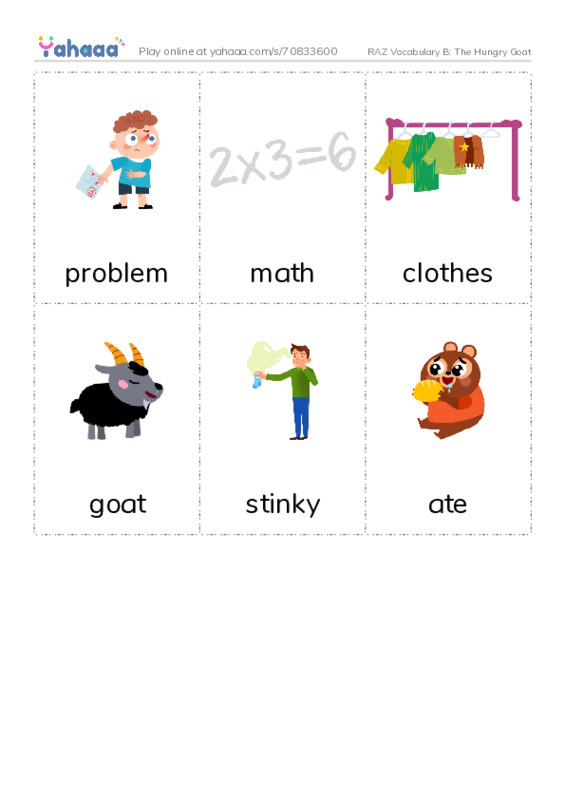 RAZ Vocabulary B: The Hungry Goat PDF flaschards with images