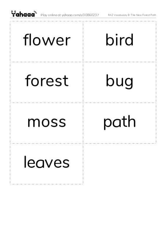 RAZ Vocabulary B: The New Forest Path PDF two columns flashcards