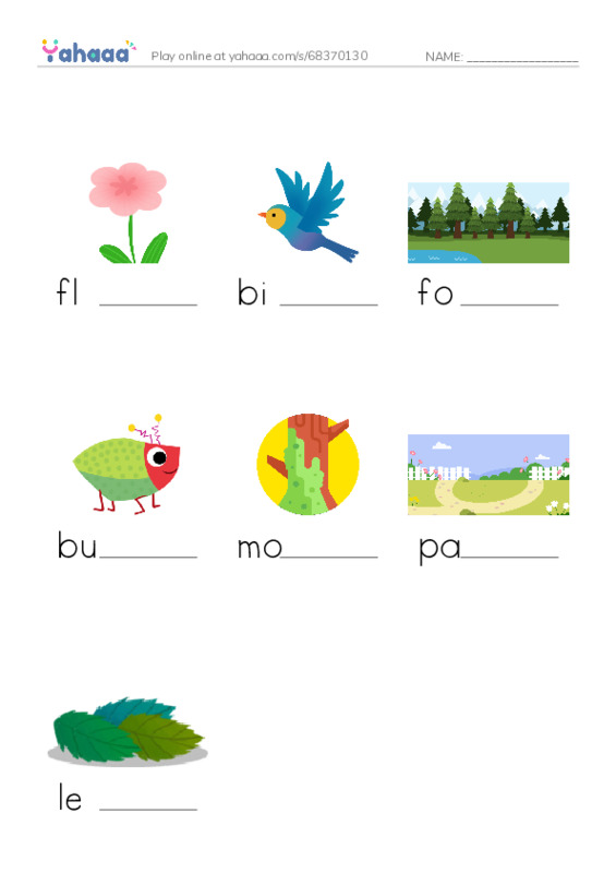 RAZ Vocabulary B: The New Forest Path PDF worksheet to fill in words gaps