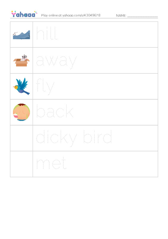 RAZ Vocabulary B: Two Little Dicky Birds PDF one column image words