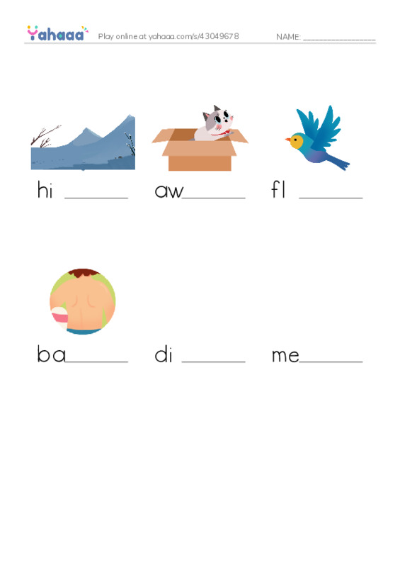 RAZ Vocabulary B: Two Little Dicky Birds PDF worksheet to fill in words gaps