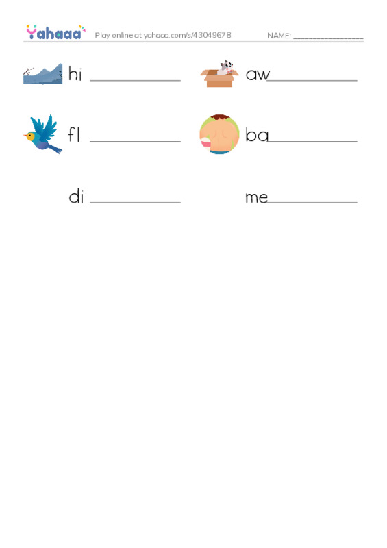 RAZ Vocabulary B: Two Little Dicky Birds PDF worksheet writing row