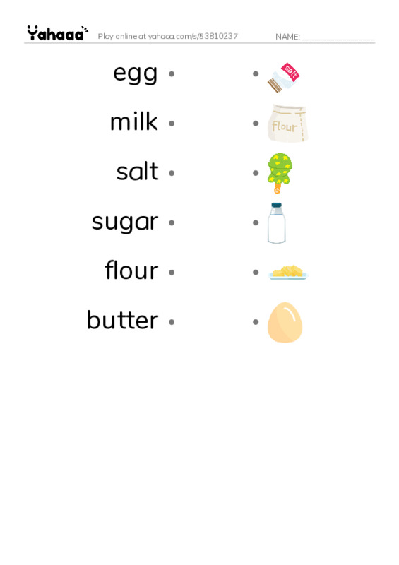 RAZ Vocabulary B: We Make Cookies PDF link match words worksheet