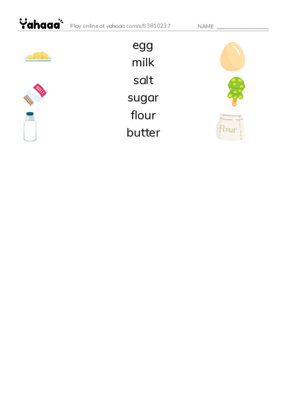 RAZ Vocabulary B: We Make Cookies PDF three columns match words
