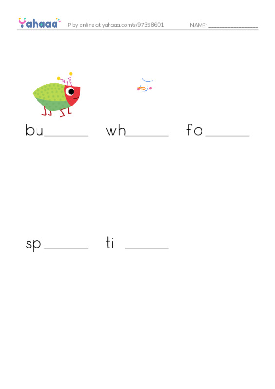 RAZ Vocabulary B: What Has These Spots PDF worksheet to fill in words gaps