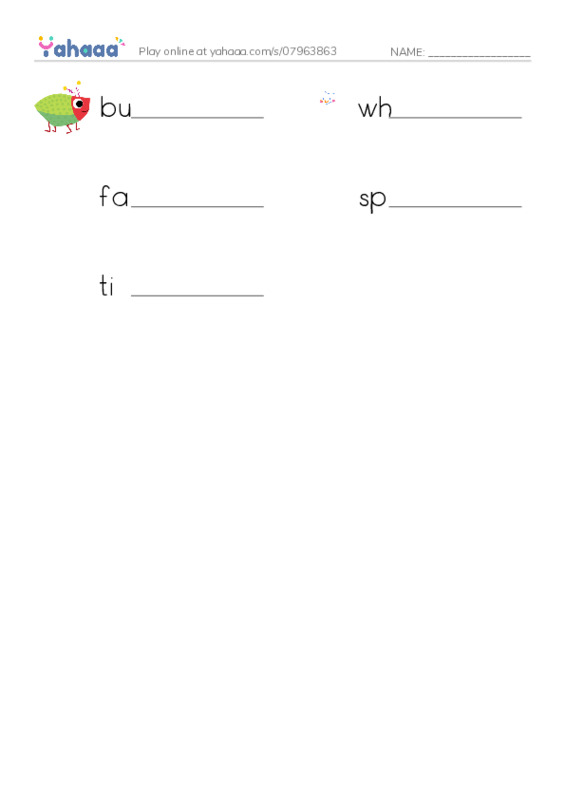 RAZ Vocabulary B: What Has These Spots PDF worksheet writing row