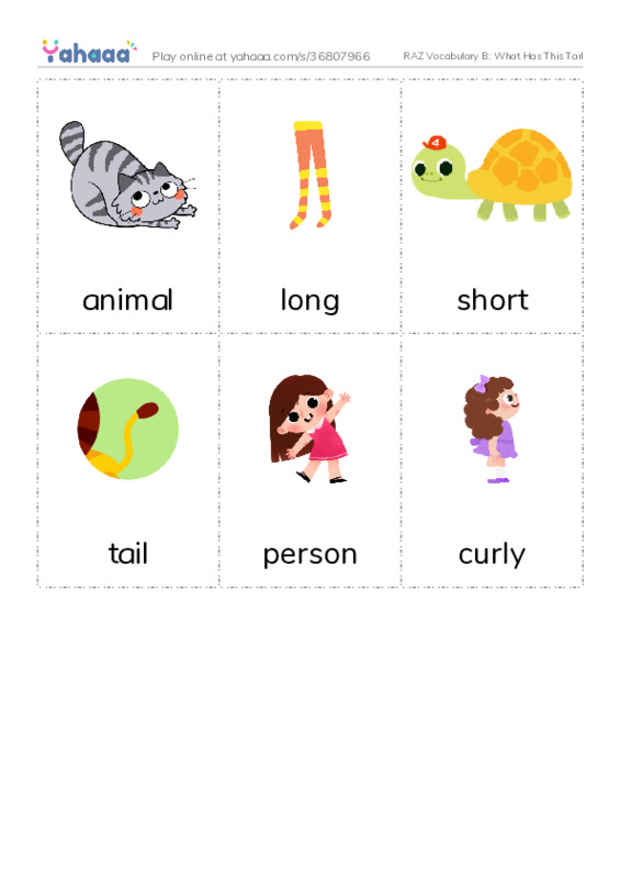 Free worksheet on raz vocabulary b what has this tail yahaaa 