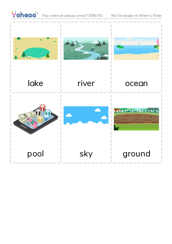 RAZ Vocabulary B: Where Is Water PDF flaschards with images