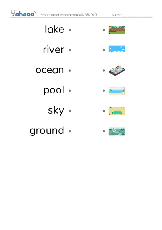 RAZ Vocabulary B: Where Is Water PDF link match words worksheet