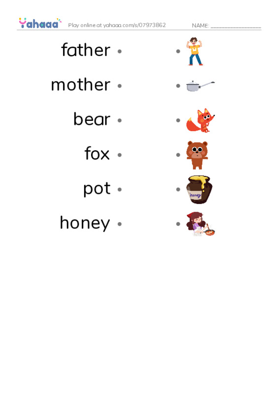 RAZ Vocabulary B: Where PDF link match words worksheet