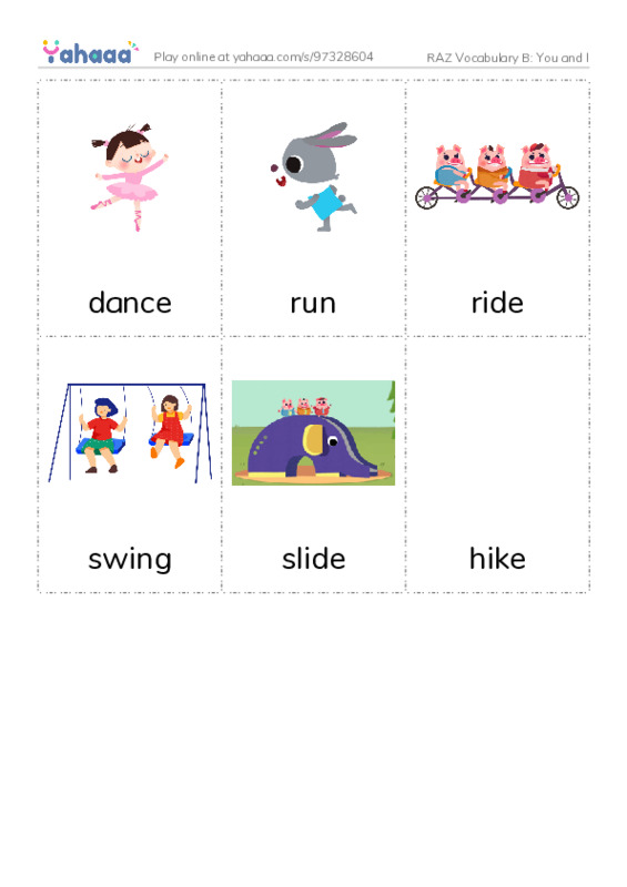 RAZ Vocabulary B: You and I PDF flaschards with images