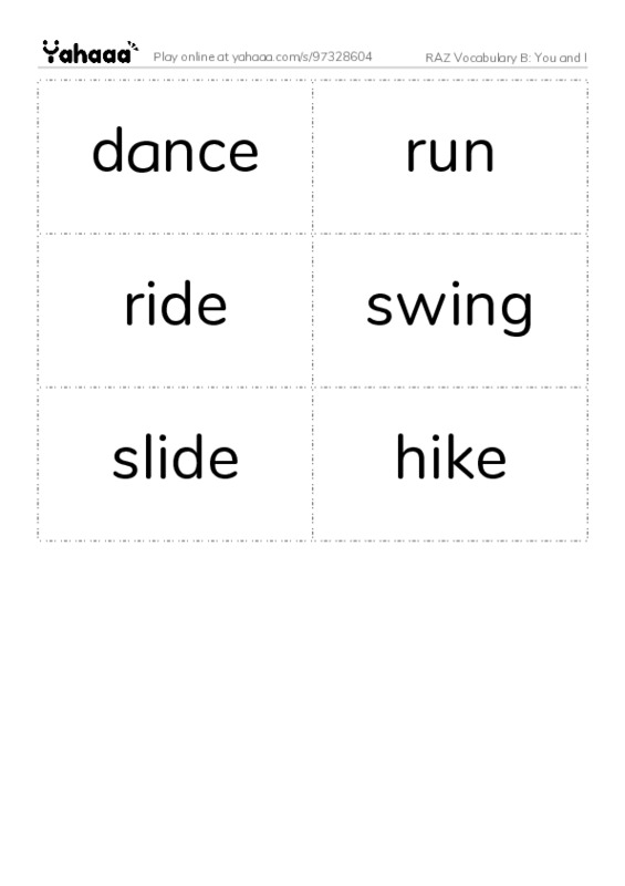 RAZ Vocabulary B: You and I PDF two columns flashcards