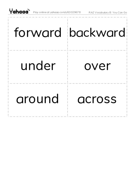 RAZ Vocabulary B: You Can Go PDF two columns flashcards