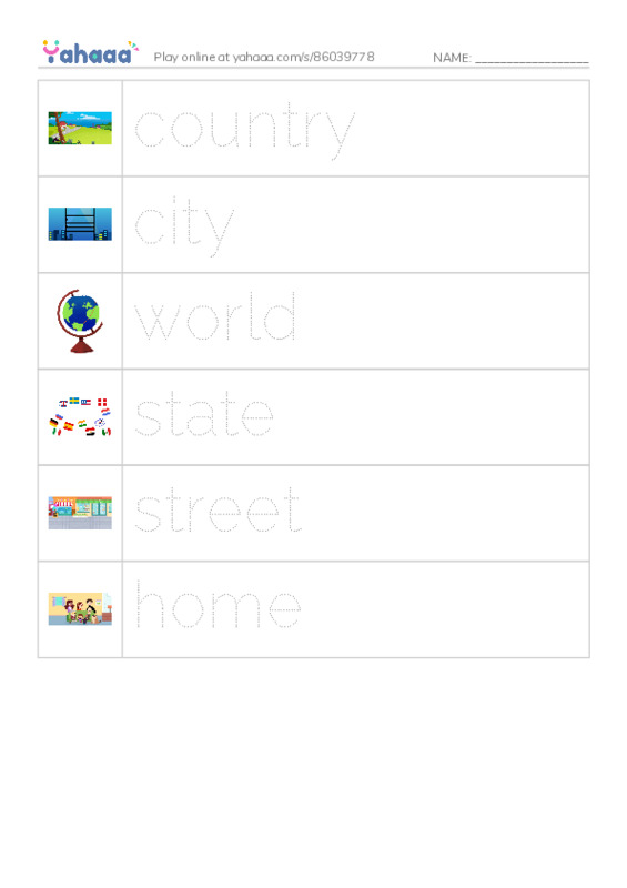 RAZ Vocabulary C: A Place Called Home PDF one column image words