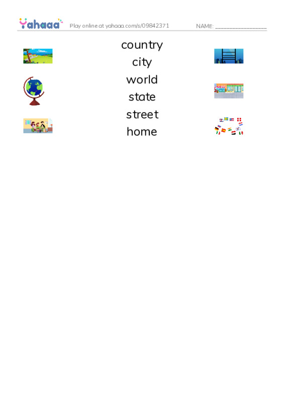 RAZ Vocabulary C: A Place Called Home PDF three columns match words