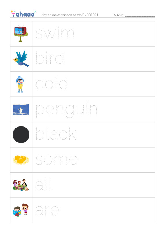 RAZ Vocabulary C: All About Penguins PDF one column image words