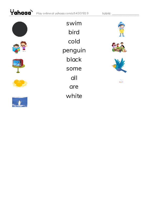 RAZ Vocabulary C: All About Penguins PDF three columns match words
