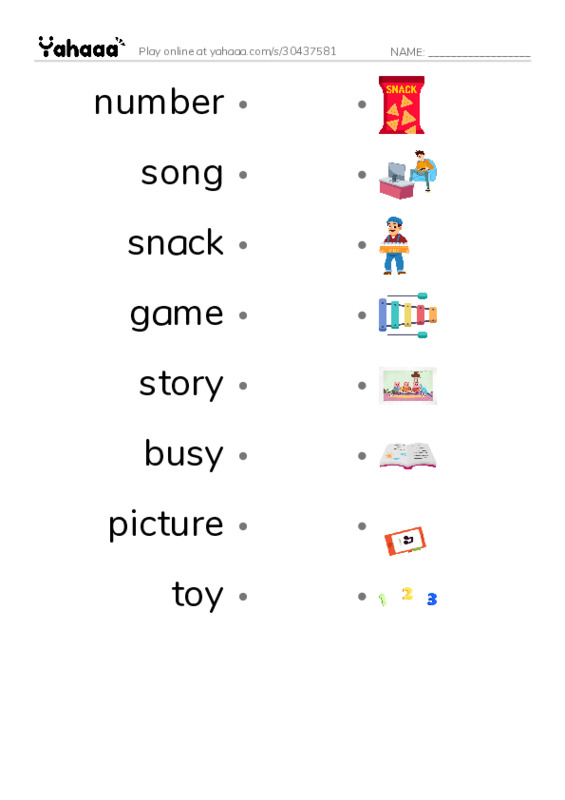 RAZ Vocabulary C: Busy At School PDF link match words worksheet