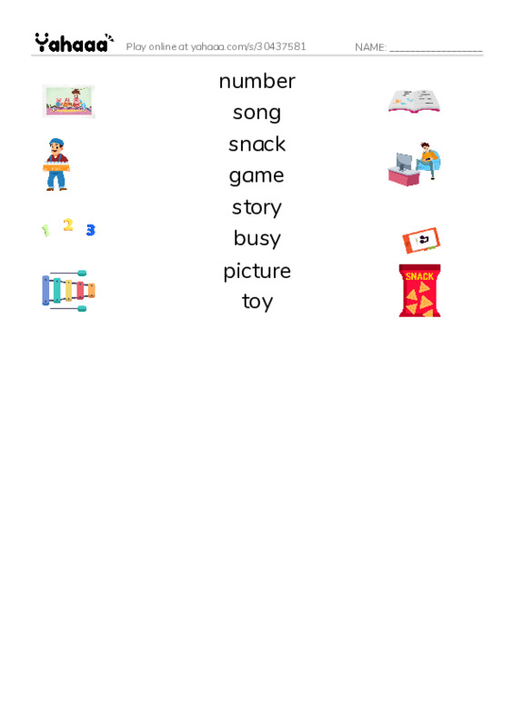 RAZ Vocabulary C: Busy At School PDF three columns match words