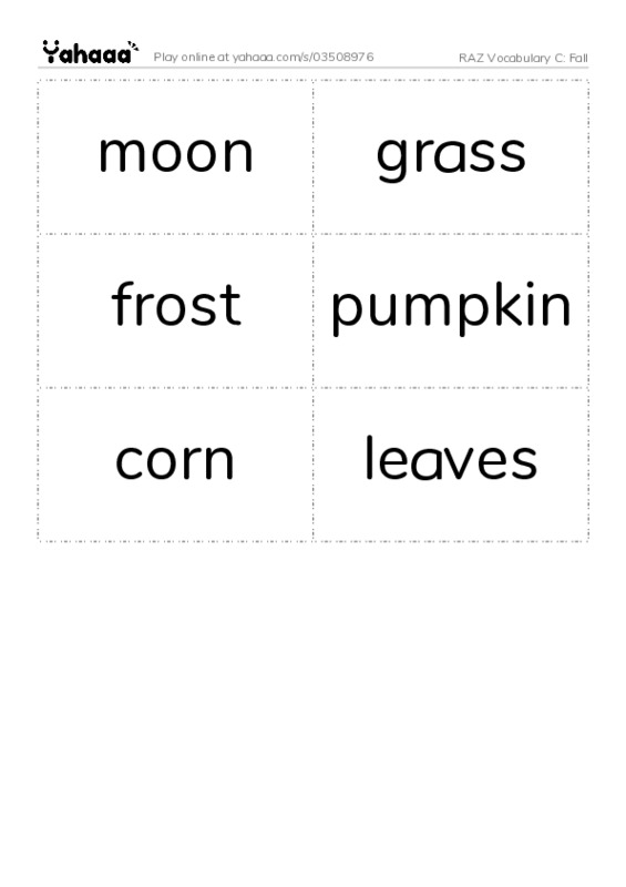 RAZ Vocabulary C: Fall PDF two columns flashcards