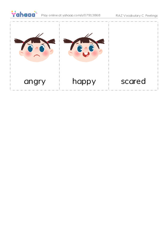 RAZ Vocabulary C: Feelings PDF flaschards with images