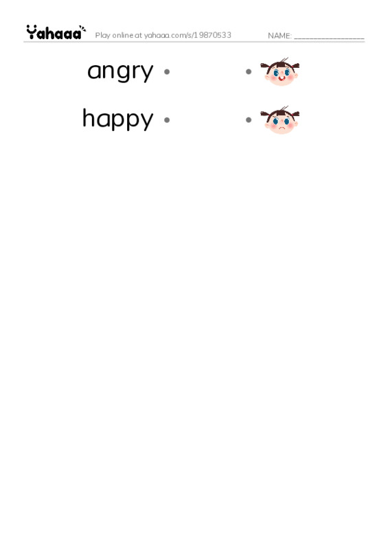 RAZ Vocabulary C: Feelings PDF link match words worksheet