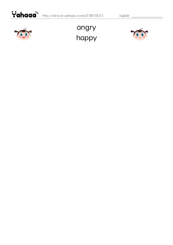 RAZ Vocabulary C: Feelings PDF three columns match words