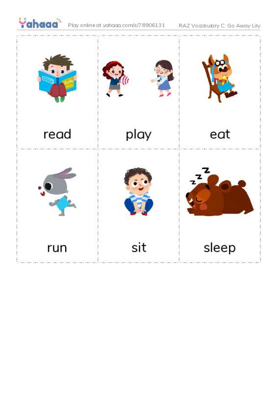 RAZ Vocabulary C: Go Away Lily PDF flaschards with images