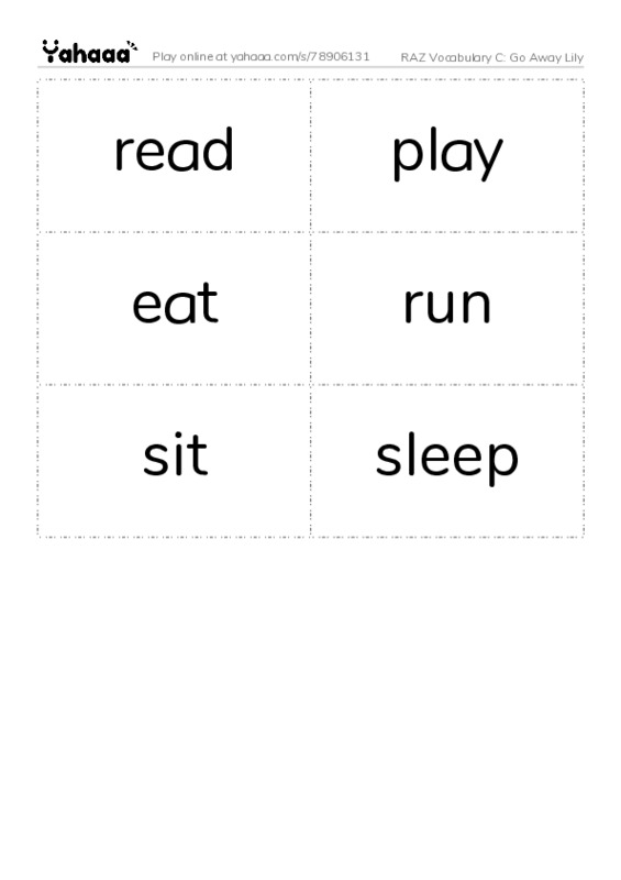 RAZ Vocabulary C: Go Away Lily PDF two columns flashcards