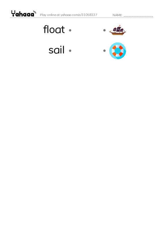 RAZ Vocabulary C: Going Away PDF link match words worksheet