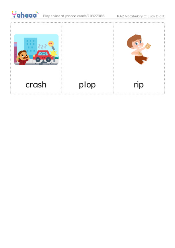 RAZ Vocabulary C: Lucy Did It PDF flaschards with images