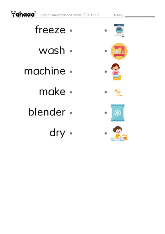 RAZ Vocabulary C: Machines at Home PDF link match words worksheet