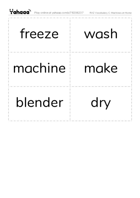 RAZ Vocabulary C: Machines at Home PDF two columns flashcards