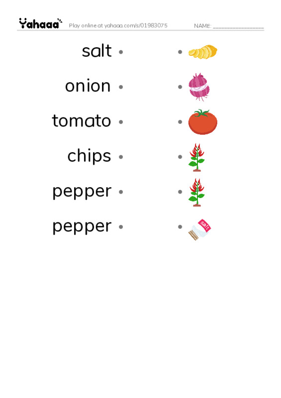 RAZ Vocabulary C: Making Salsa PDF link match words worksheet