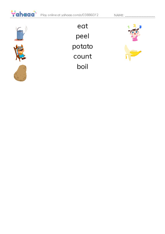 RAZ Vocabulary C: Mash the Potatoes PDF three columns match words