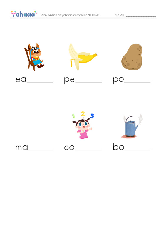 RAZ Vocabulary C: Mash the Potatoes PDF worksheet to fill in words gaps