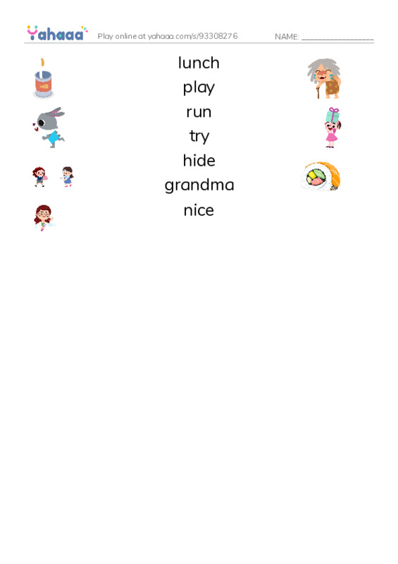RAZ Vocabulary C: Mongo and Cutie PDF three columns match words