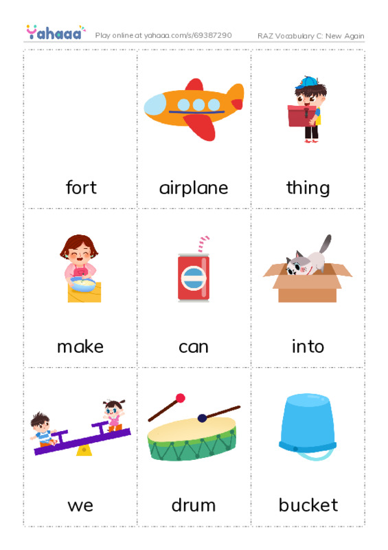RAZ Vocabulary C: New Again PDF flaschards with images